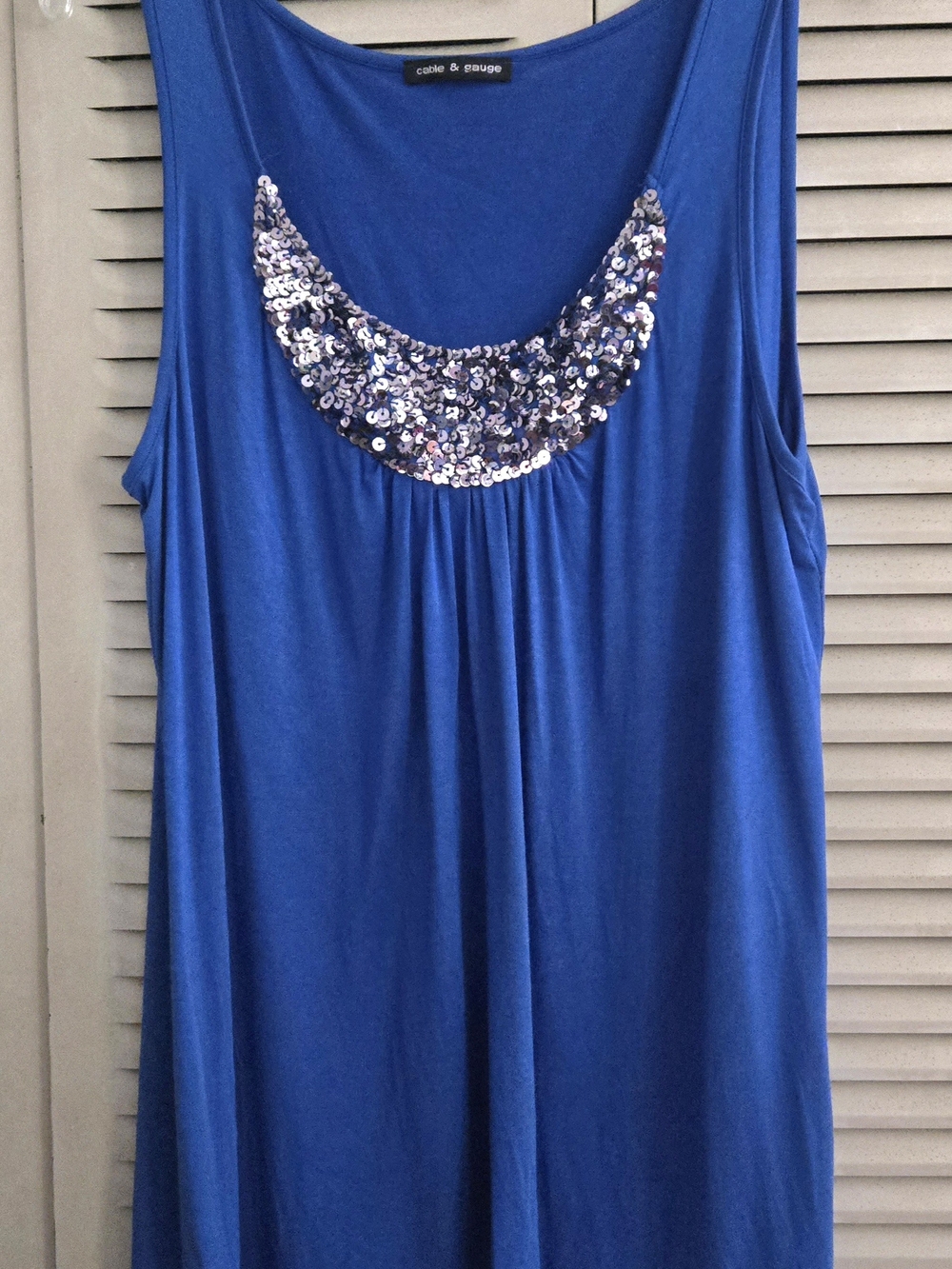 Cable & Gauge Royal Blue Sequin Scoop Neck Tank